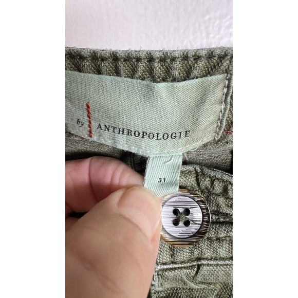 Anthropologie Audra Linen Blend Green Cropped Cargo Utility Pants EUC Sz 31 - Picture 6 of 10